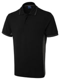 A Black and Charcoal Uneek two tone polo shirt UC117 on a white background