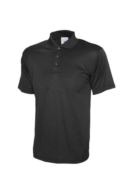 A Uneek UC121 childrens unisex active cotton polo shirt in Black