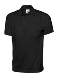 A Uneek UC122 adult unisex jersey polo shirt in Black