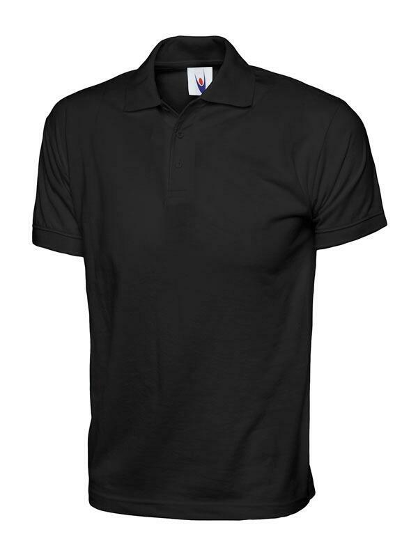 A Uneek UC122 adult unisex jersey polo shirt in Black