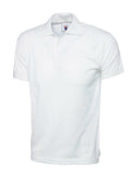 A Uneek UC122 adult unisex jersey polo shirt in White