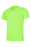 A Uneek UC125 mens ultra cool polo shirt in Electric Green