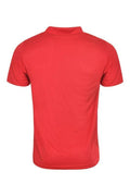 Back view of a Uneek UC125 red polo shirt displayed on a white background.