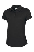 A Uneek UC126 ladies ultra cool polo shirt in Black