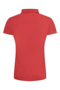 Back view of a Uneek UC126 ladies red polo shirt displayed on a white background.