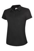 A Uneek UC128 ladies ultra cool workwear polo shirt in Black