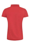 Back view of a Uneek UC128 ladies red polo shirt displayed on a white background.