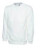 A Uneek UC203 adult unisex classic sweatshirt in White