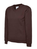 A Uneek UC206 childrens unisex classic v-neck sweatshirt in Brown