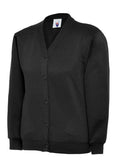 A Uneek UC207 childrens unisex classic  cardigan in Black
