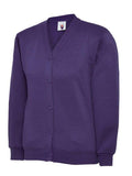 A Uneek UC207 childrens unisex classic  cardigan in Purple