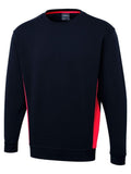 Uneek Two Tone Crew New Sweatshirt in Navy with Red detailing