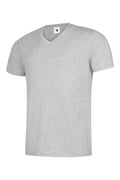 A Uneek UC317 adult unisex classic v-neck t-shirt in Heather Grey