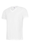 A Uneek UC317 adult unisex classic v-neck t-shirt in White