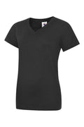 A Uneek UC319 ladies classic v-neck t-shirt in Black