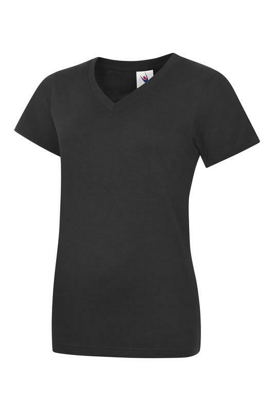 A Uneek UC319 ladies classic v-neck t-shirt in Black