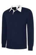 A Uneek UC402 adult unisex classic rugby shirt in Navy