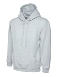 A Uneek UC501 adult unisex heavyweight hooded sweatshirt shirt in Heather Grey