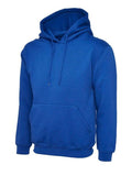 A Uneek UC501 adult unisex heavyweight hooded sweatshirt shirt in Royal