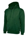 A Uneek UC502 adult unisex classic hooded sweatshirt shirt in Bottle Green