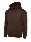A Uneek UC502 adult unisex classic hooded sweatshirt shirt in Brown