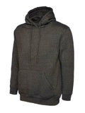 A Uneek UC502 adult unisex classic hooded sweatshirt shirt in Charcoal