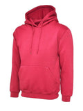 A Uneek UC502 adult unisex classic hooded sweatshirt shirt in Hot Pink