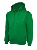 A Uneek UC502 adult unisex classic hooded sweatshirt shirt in Kelly Green