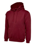 A Uneek UC502 adult unisex classic hooded sweatshirt shirt in Maroon