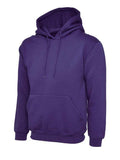 A Uneek UC502 adult unisex classic hooded sweatshirt shirt in Purple