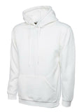 A Uneek UC502 adult unisex classic hooded sweatshirt shirt in White