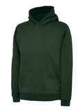 A Uneek UC503 childrens unisex classic hooded sweatshirt shirt in Bottle Green