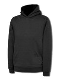 A Uneek UC503 childrens unisex classic hooded sweatshirt shirt in Charcoal