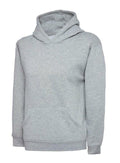 A Uneek UC503 childrens unisex classic hooded sweatshirt shirt in Heather Grey