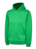A Uneek UC503 childrens unisex classic hooded sweatshirt shirt in Kelly Green