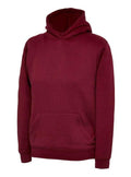A Uneek UC503 childrens unisex classic hooded sweatshirt shirt in Maroon
