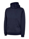A Uneek UC503 childrens unisex classic hooded sweatshirt shirt in Navy
