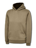 A Uneek UC503 childrens unisex classic hooded sweatshirt shirt in Olive