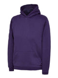 A Uneek UC503 childrens unisex classic hooded sweatshirt shirt in Purple