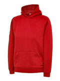 A Uneek UC503 childrens unisex classic hooded sweatshirt shirt in Red