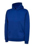A Uneek UC503 childrens unisex classic hooded sweatshirt shirt in Royal