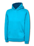 A Uneek UC503 childrens unisex classic hooded sweatshirt shirt in Sapphire Blue