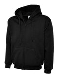 A Uneek UC504 adult unisex classic full-ziphooded sweatshirt shirt in Black