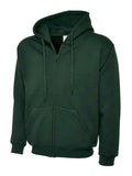 A Uneek UC504 adult unisex classic full-ziphooded sweatshirt shirt in Bottle Green