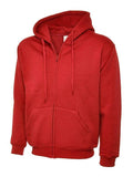A Uneek UC504 adult unisex classic full-ziphooded sweatshirt shirt in Red