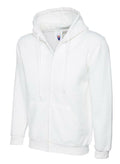 A Uneek UC504 adult unisex classic full-ziphooded sweatshirt shirt in White