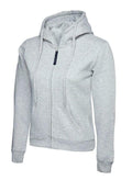 A Uneek UC505 ladies classic full-ziphooded sweatshirt shirt in Heather Grey
