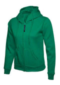 A Uneek UC505 ladies classic full-ziphooded sweatshirt shirt in Kelly Green