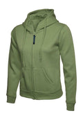 A Uneek UC505 ladies classic full-ziphooded sweatshirt shirt in Olive