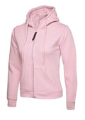 A Uneek UC505 ladies classic full-ziphooded sweatshirt shirt in Pink